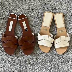 Lot - ZARA Basics Flat Leather Sandals